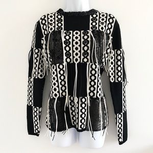 Glam Patchwork Italian Wool Blend Winter Sweater